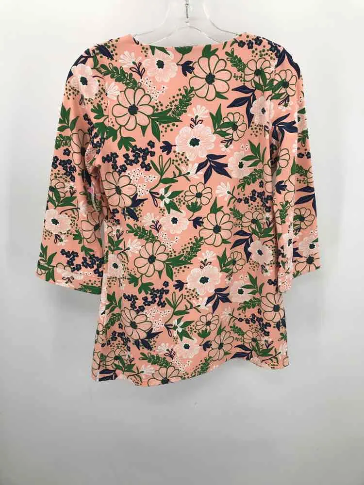 Pre-Owned Katherine Way Pink Size Small Floral Tunic Blouse