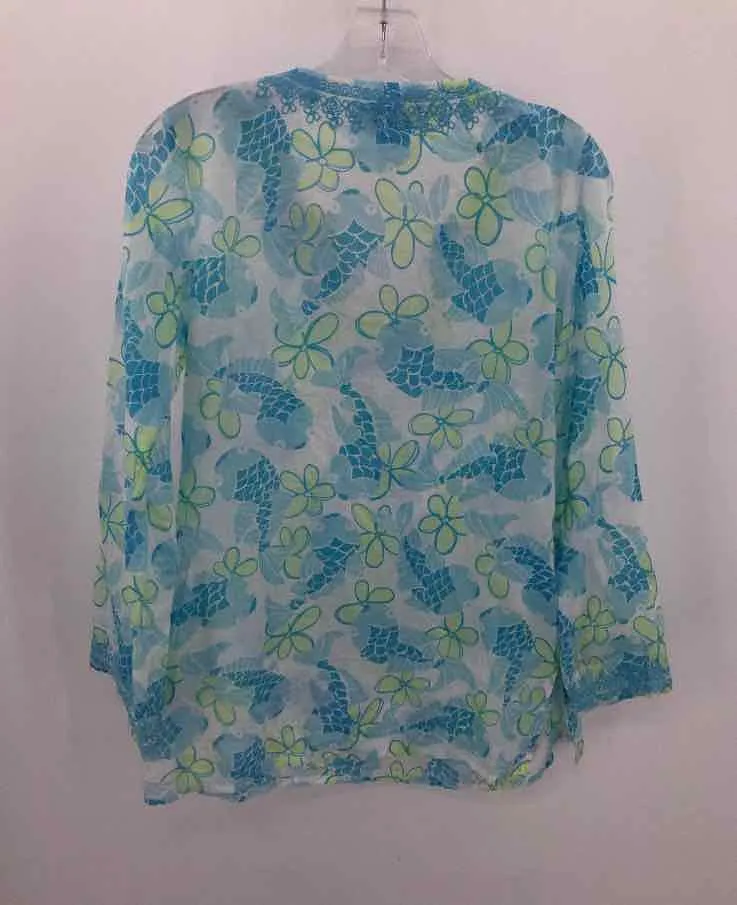 Pre-Owned Lilly Pulitzer Blue Size XS Cotton Tunic Blouse