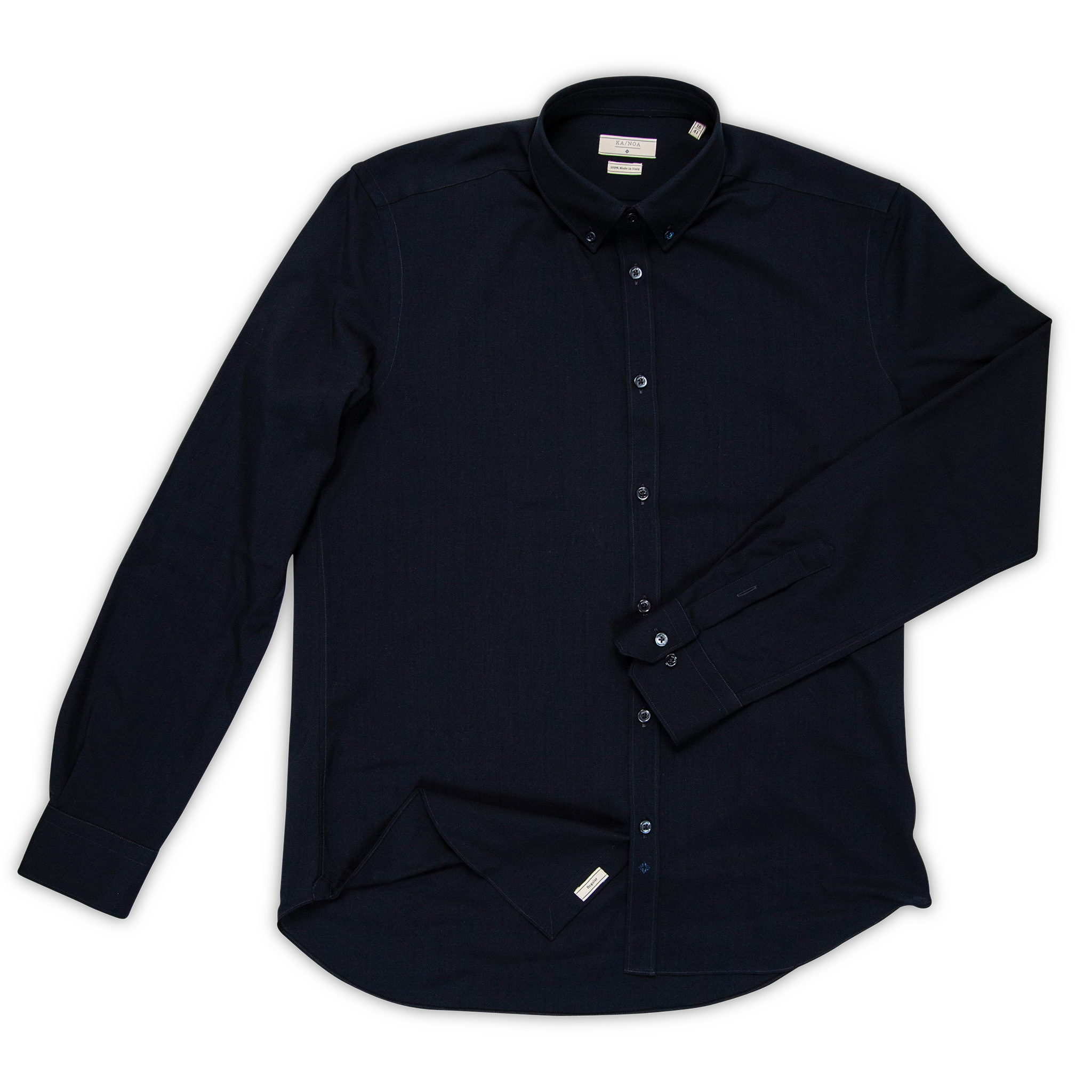 Sandre shirt botton down twill wool (dark blue)