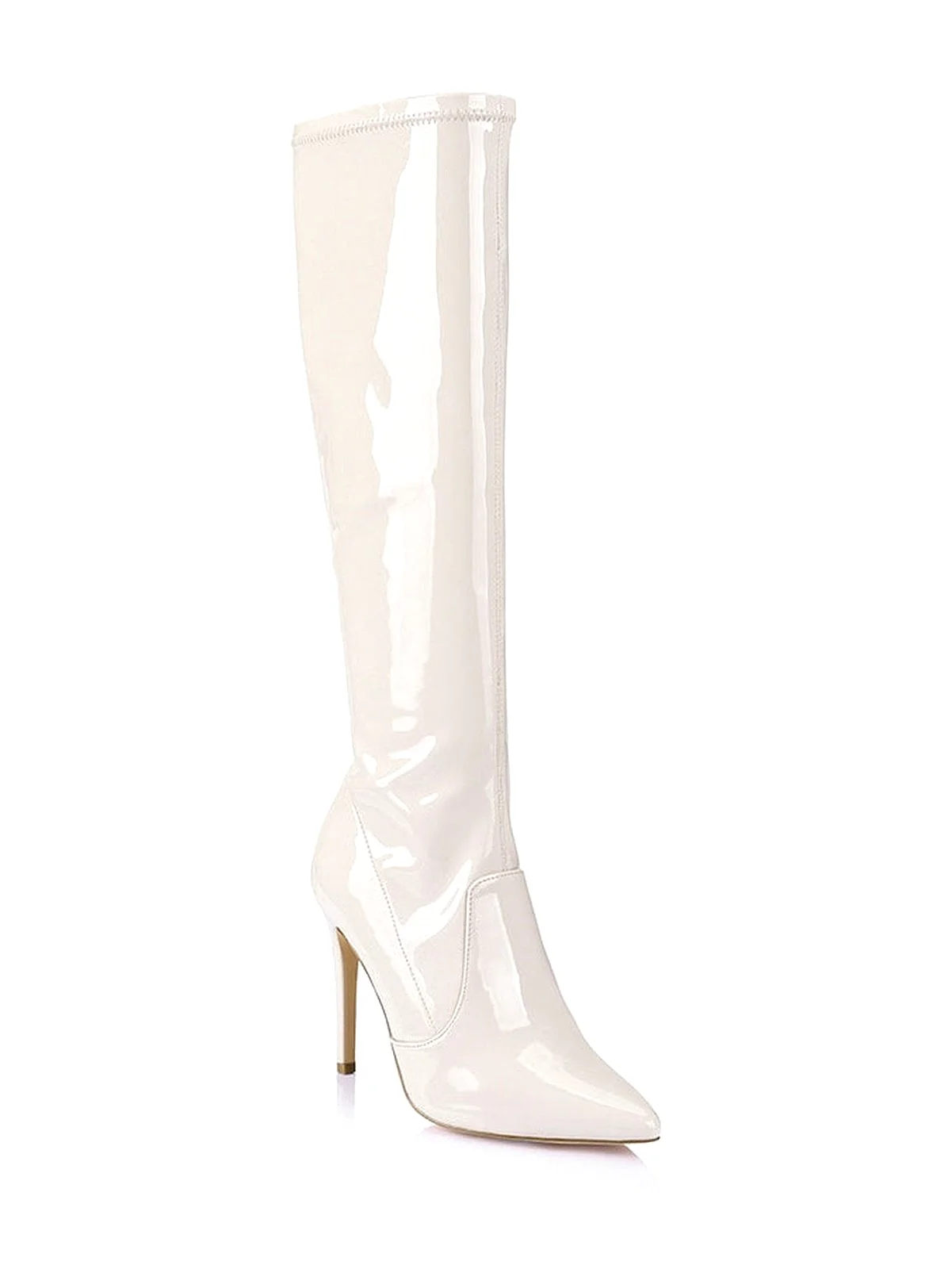 Savannah Tall Boots - Bone Patent Stretch