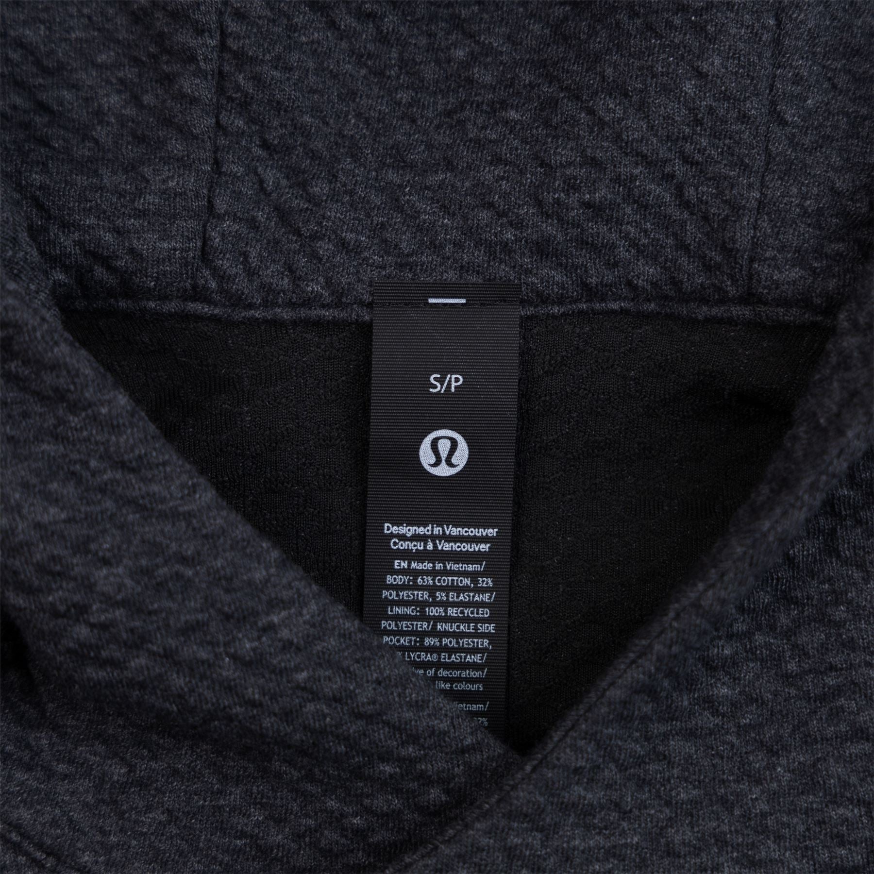 Textured Double Knit Cotton Hoodie Heathered Black - SS24