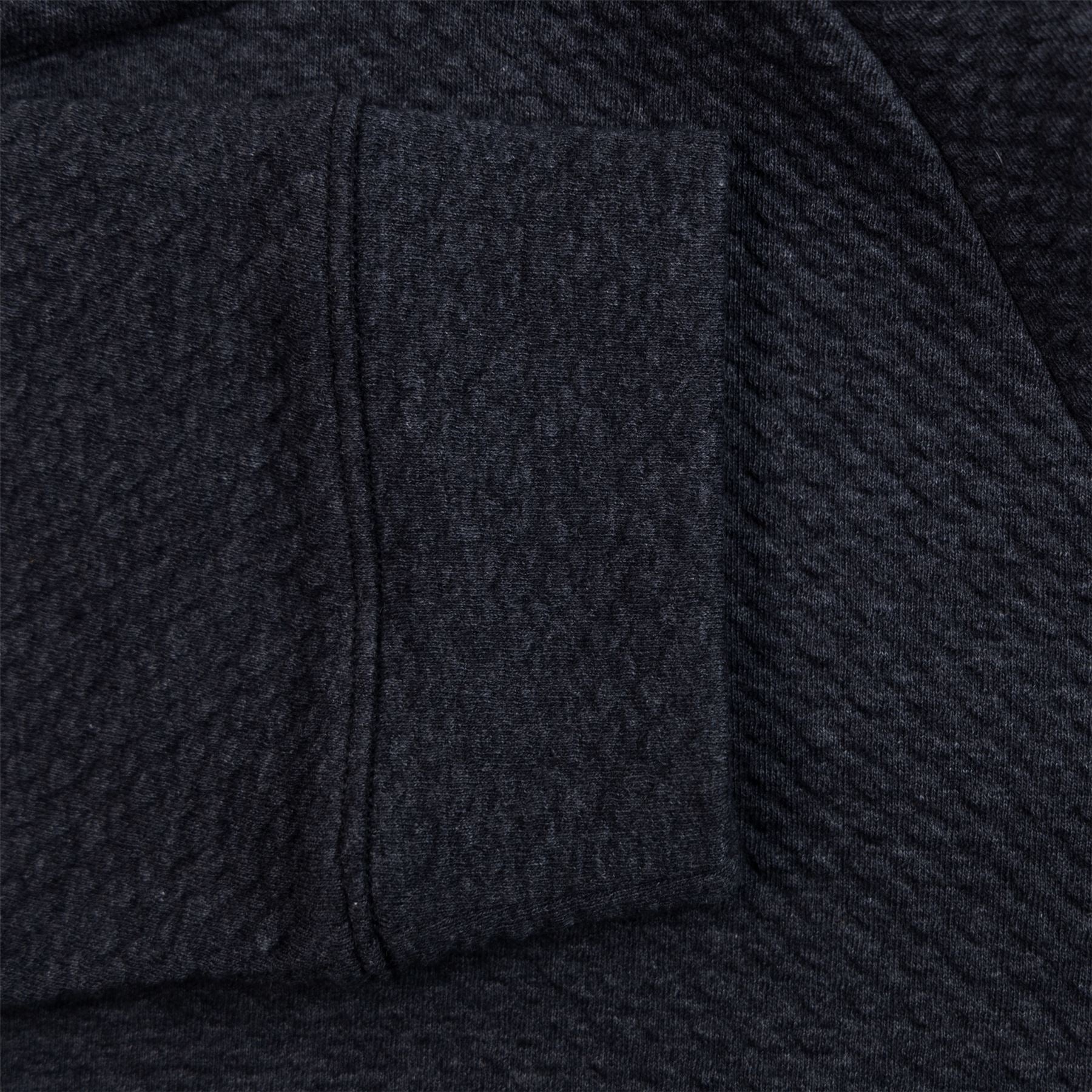 Textured Double Knit Cotton Hoodie Heathered Black - SS24