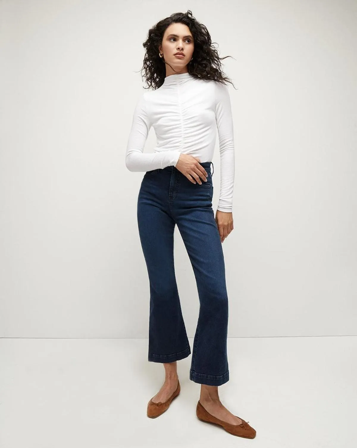 Theresa Ruched Turtleneck - White