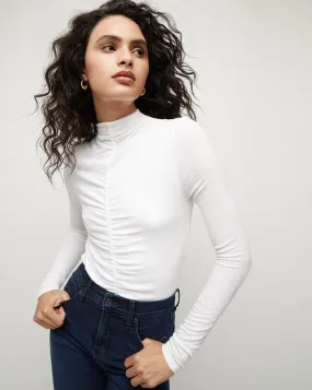 Theresa Ruched Turtleneck - White