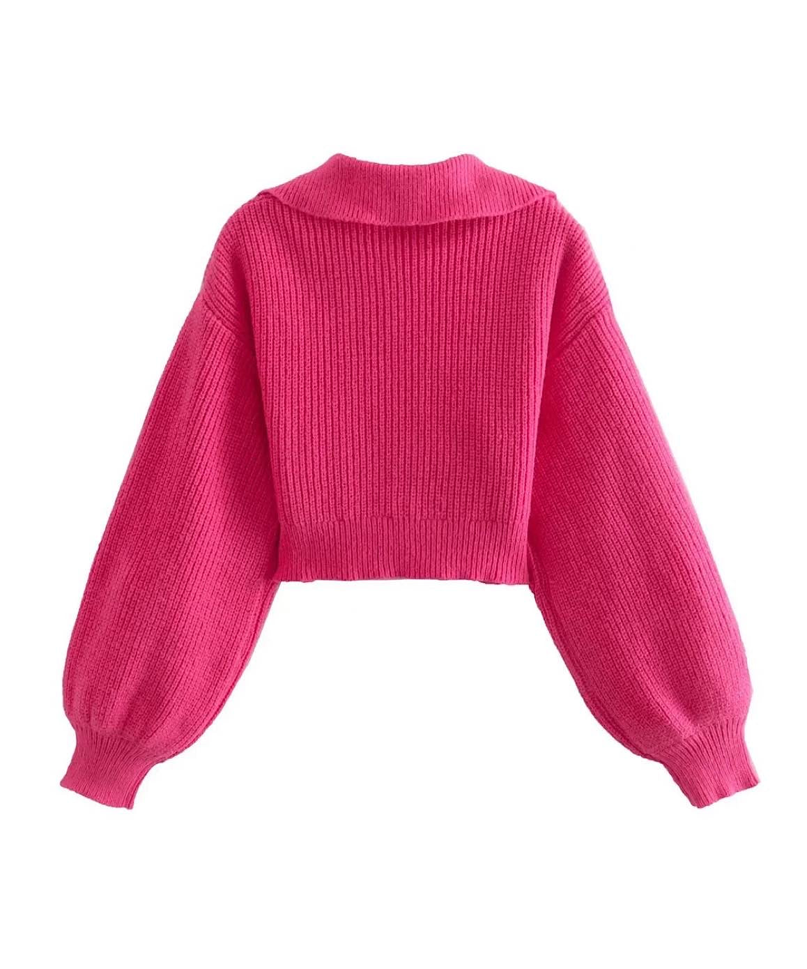 Thick Slim Cropped Pink Sweater