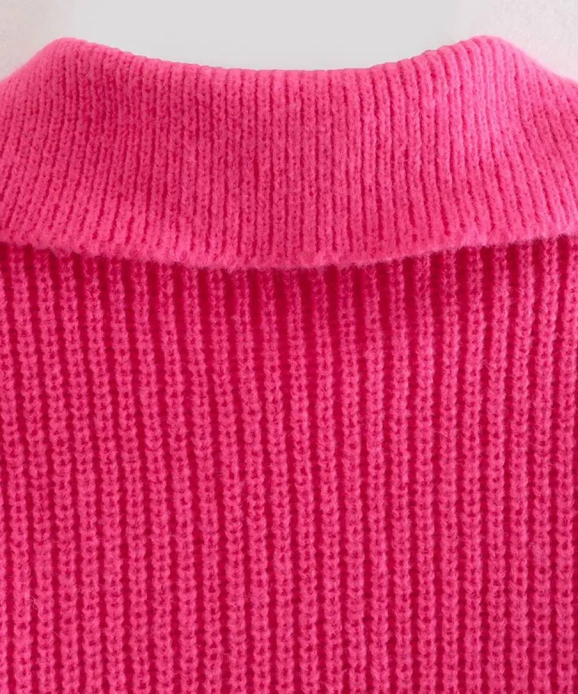 Thick Slim Cropped Pink Sweater