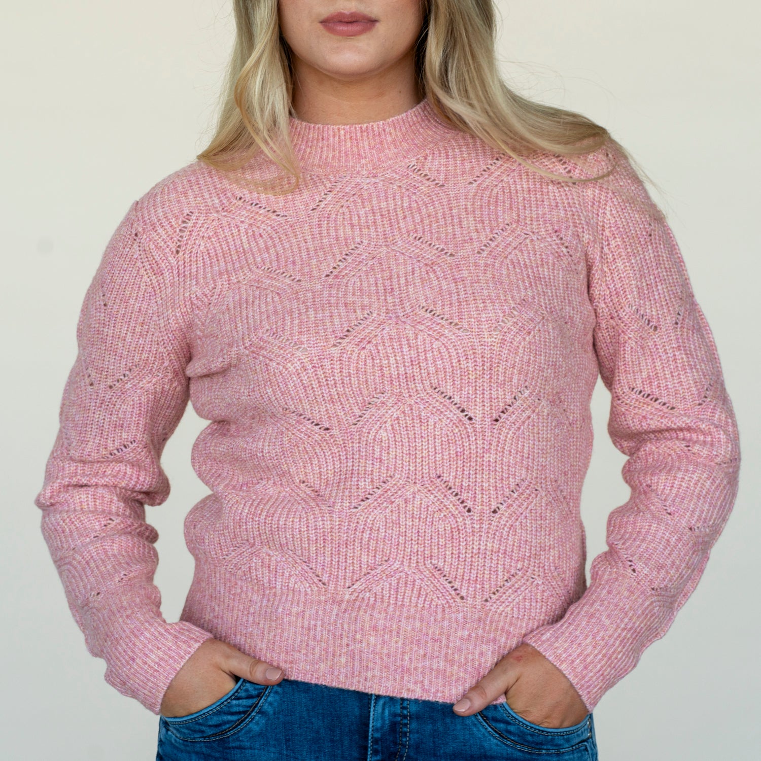 Twisted Pointelle Sweater - Pink