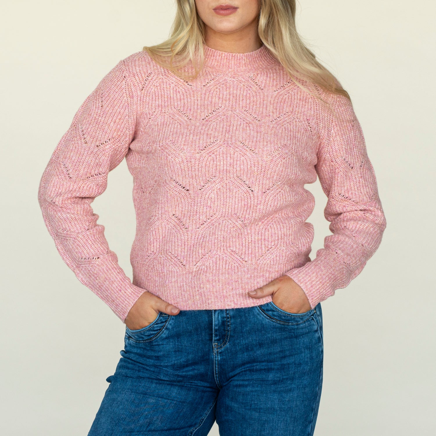 Twisted Pointelle Sweater - Pink