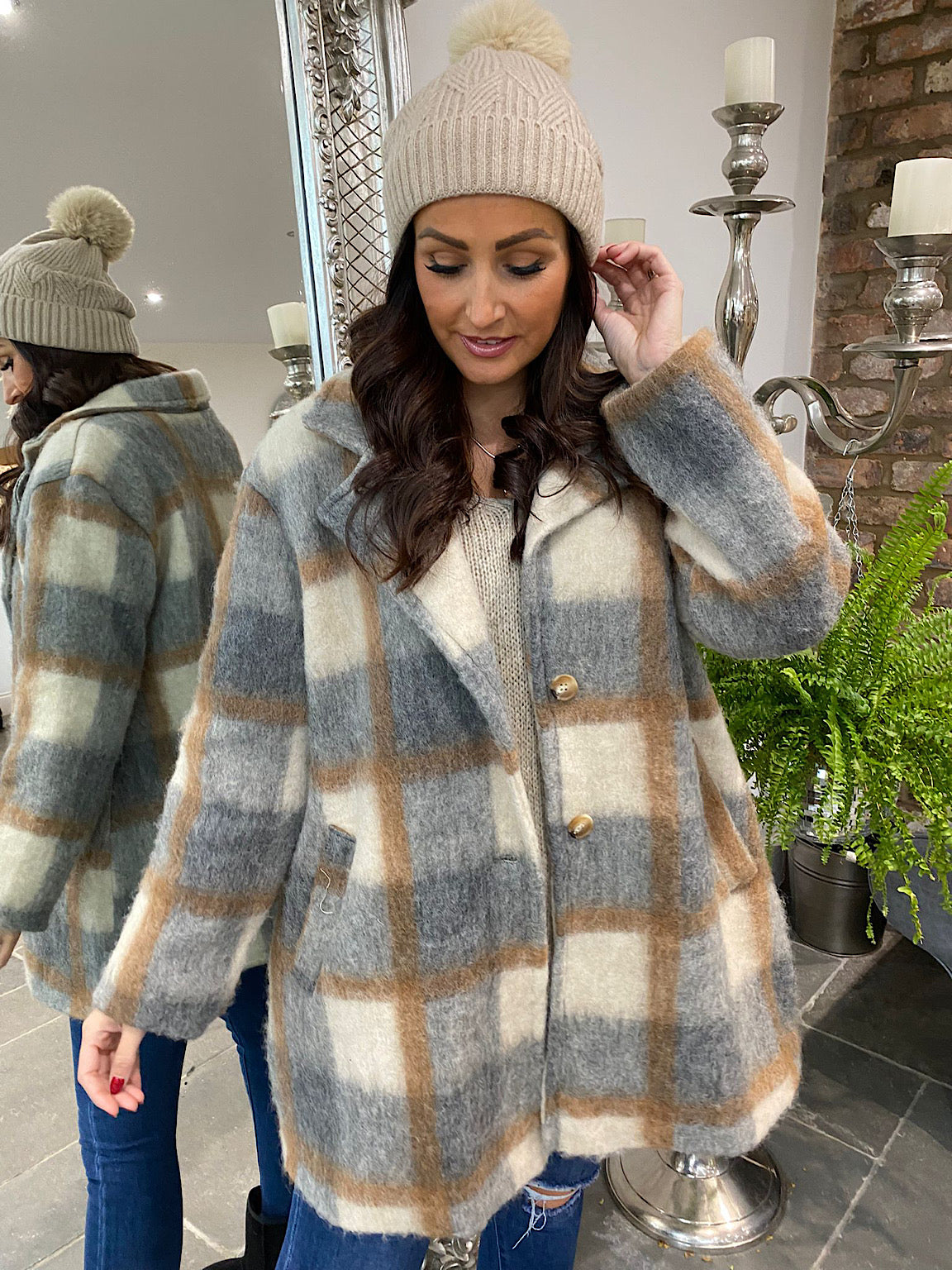 Two Pocket Checked Coat Alisha