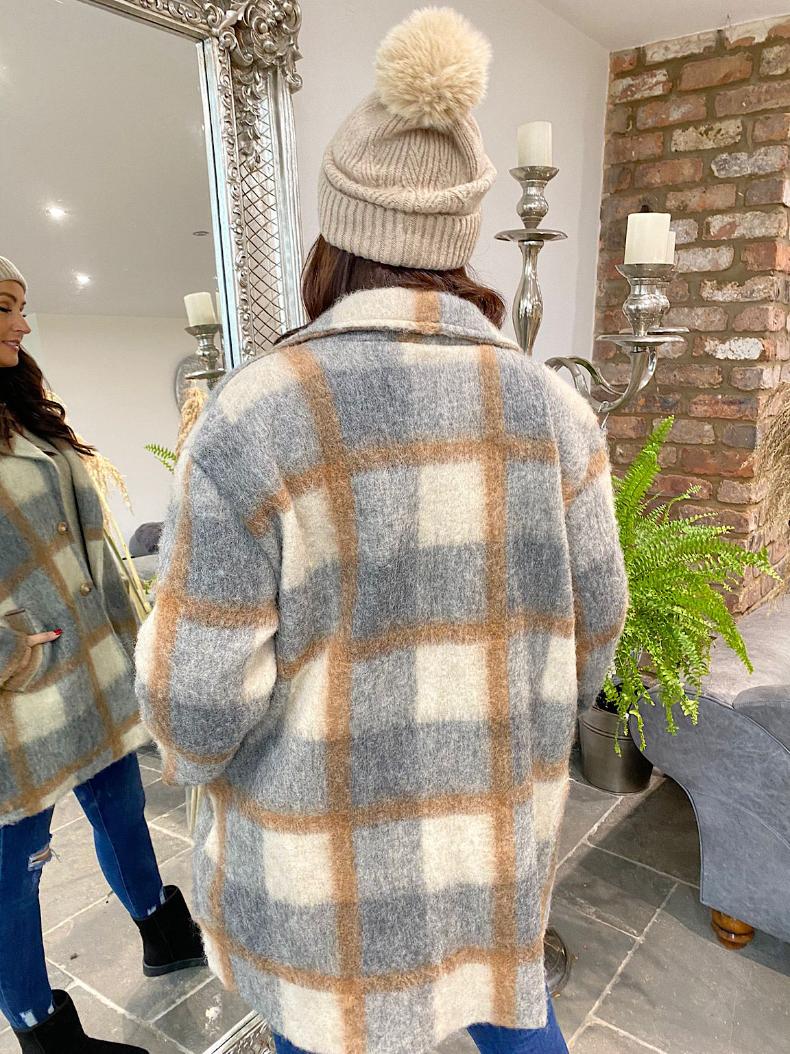 Two Pocket Checked Coat Alisha