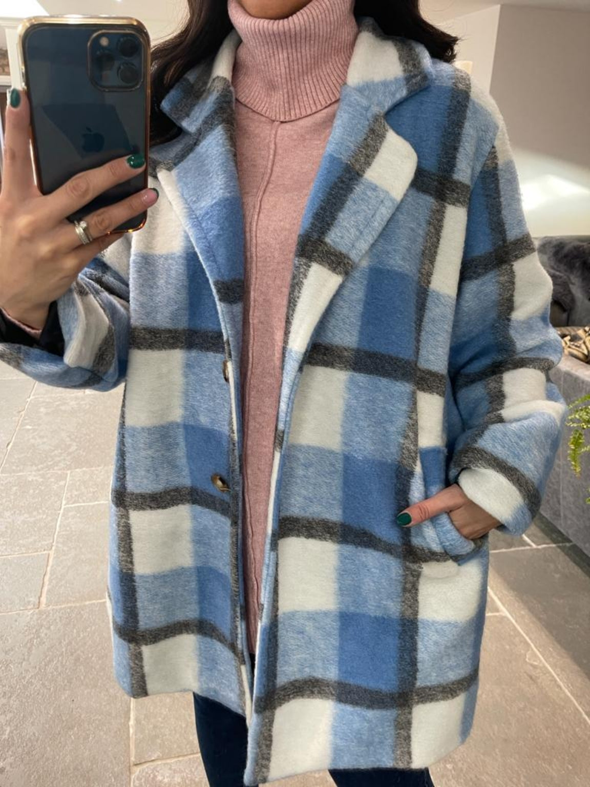 Two Pocket Checked Coat Alisha