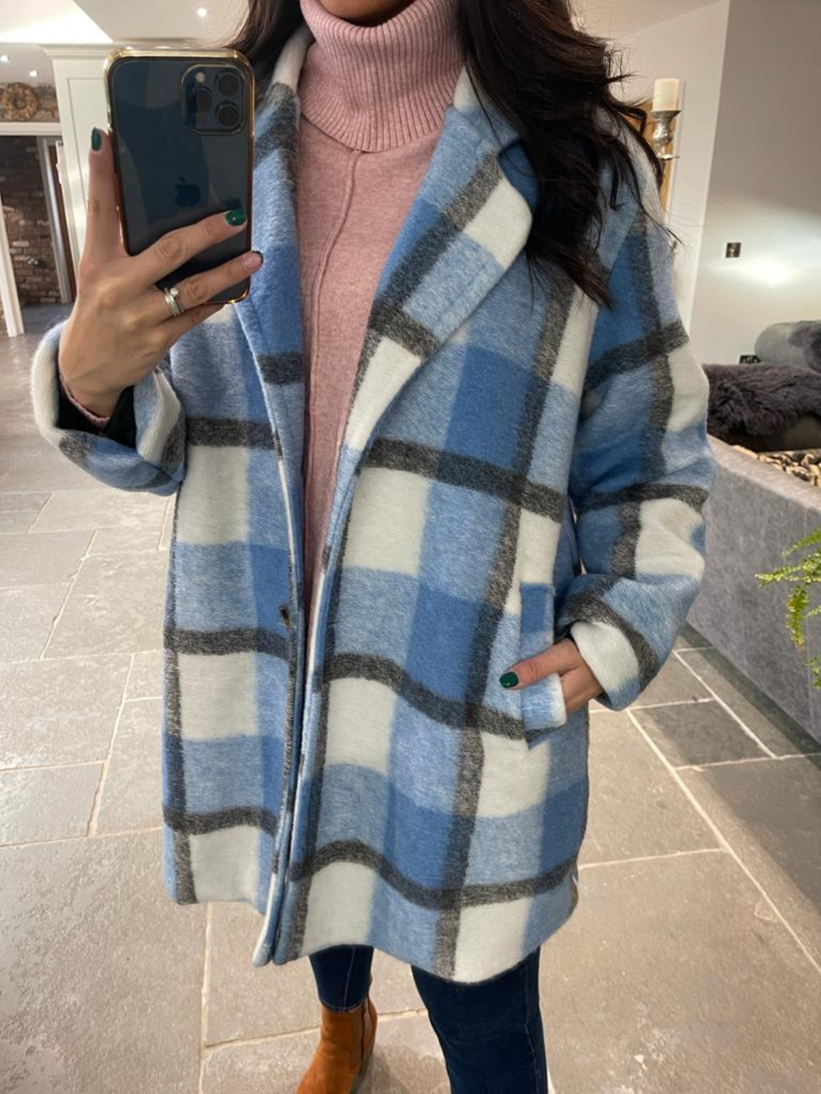 Two Pocket Checked Coat Alisha