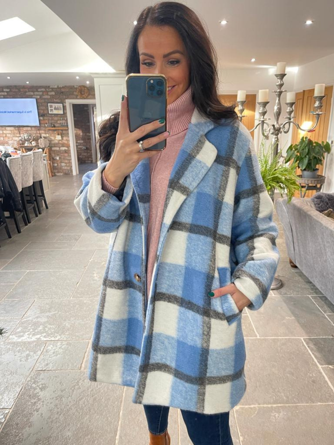 Two Pocket Checked Coat Alisha