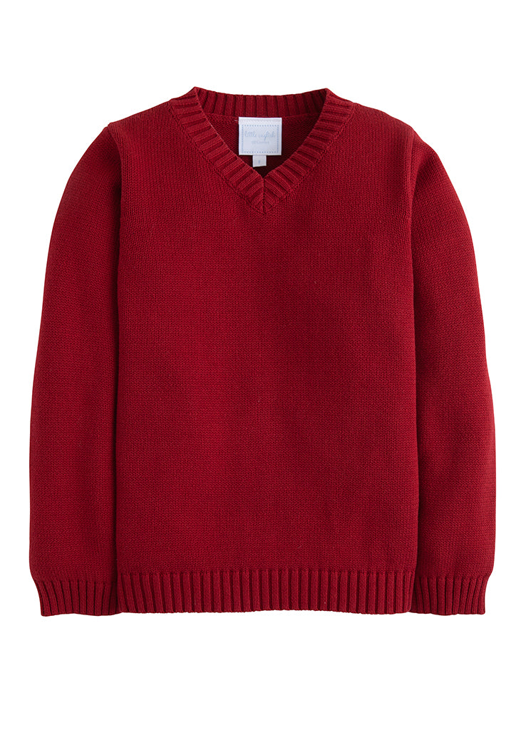 V-Neck Sweater - Crimson