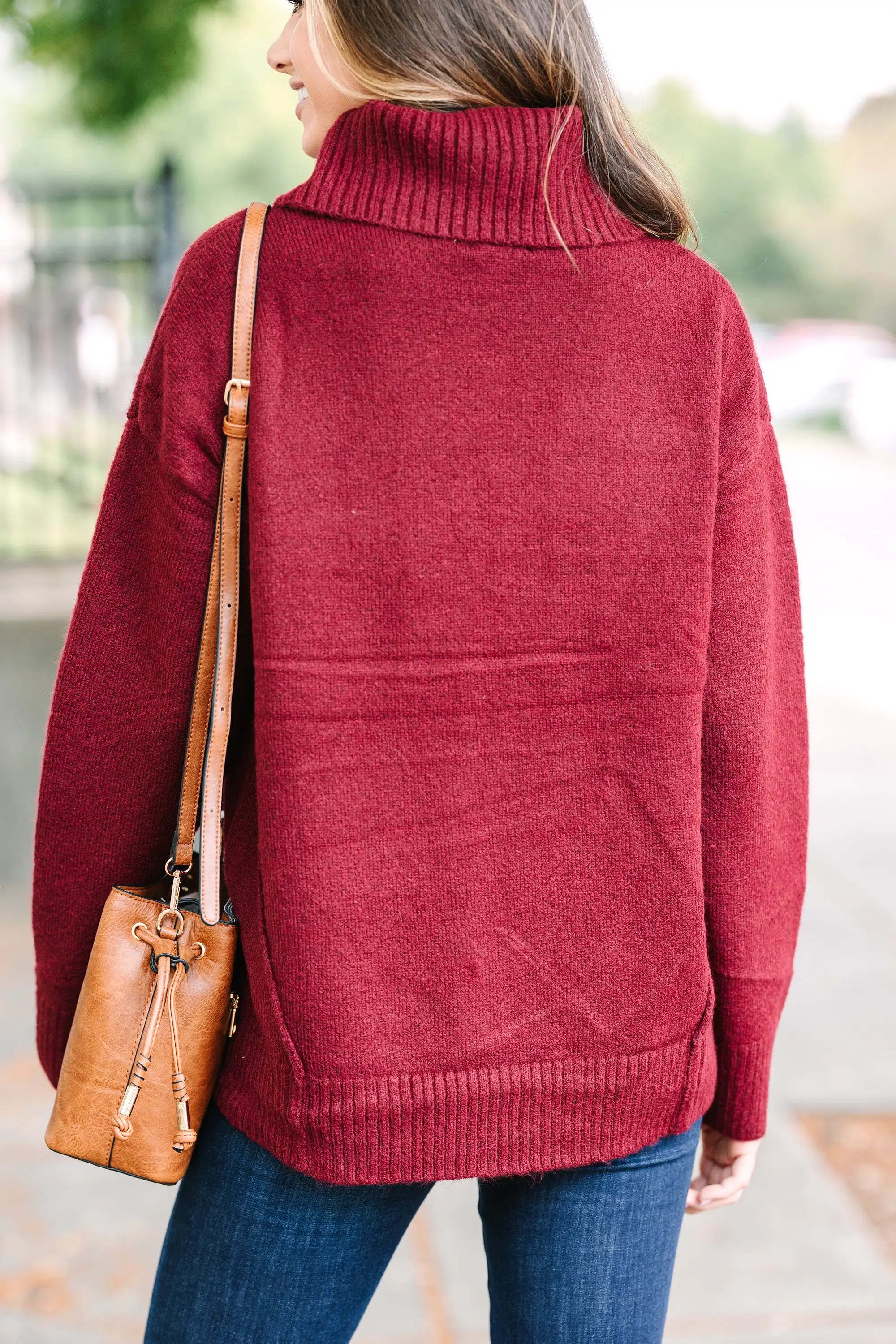 What A Day Burgundy Red Turtleneck Sweater