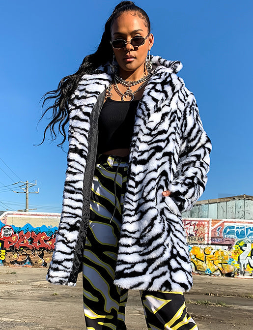 ZEBRA FAUX FUR JACKET  READY TO SHIP 