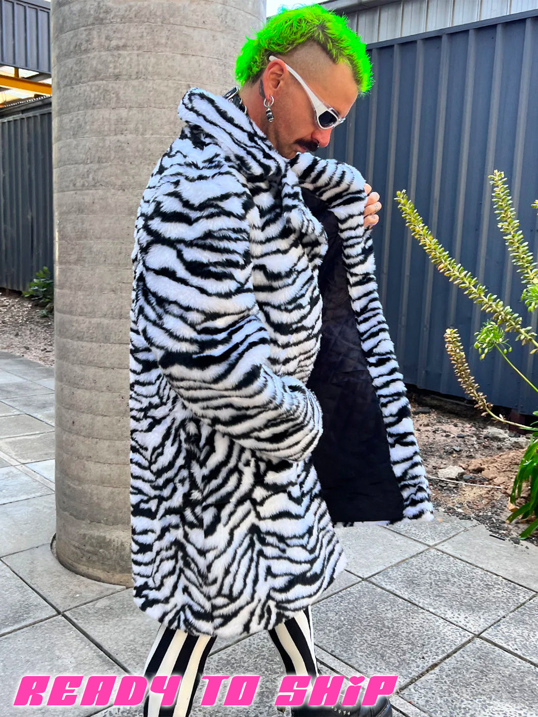 ZEBRA FAUX FUR JACKET  READY TO SHIP 