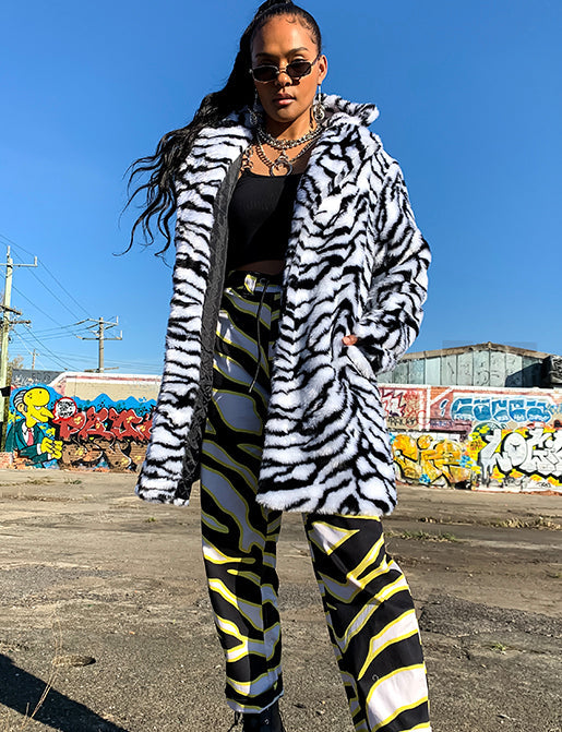 ZEBRA FAUX FUR JACKET  READY TO SHIP 