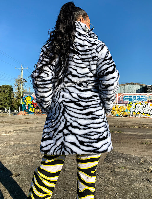 ZEBRA FAUX FUR JACKET  READY TO SHIP 