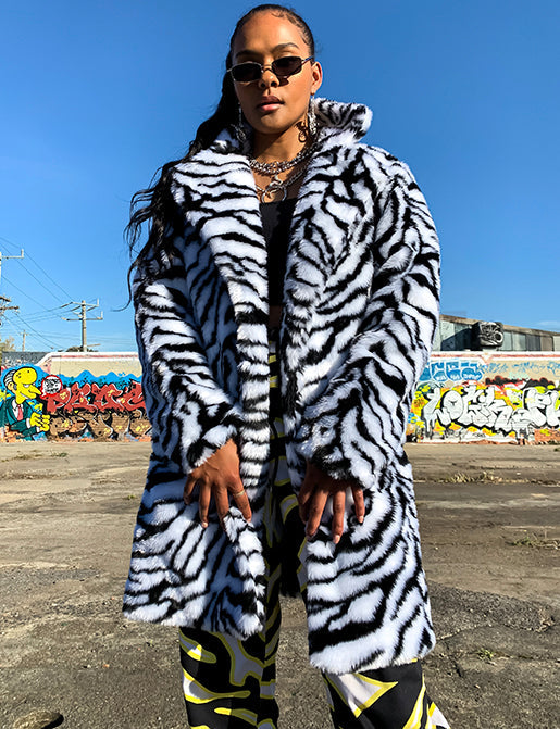 ZEBRA FAUX FUR JACKET  READY TO SHIP 