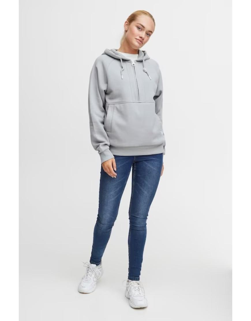 Zip Up Hoodie Fleece-Pale Grey